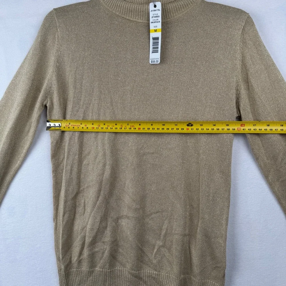 Joseph A. Metallic‎ Turtleneck Sweater Khaki Light Gold LRX Womens M